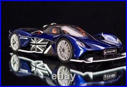 1/18 FrontiArt Aston Martin Valkyrie in Sabiro Blue on Carbon Base F176-200