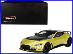 2022 Aston Martin V12 Vantage RHD Model Car 1/18 Cosmopolitan Yellow Black Hood