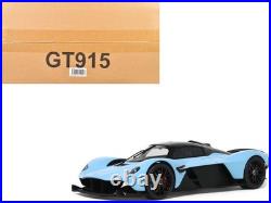 2023 Aston Martin Valkyrie Light Blue with Black Top 1/18 Model Car by GT Spirit