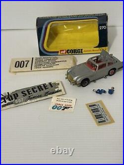 Corgi No. 270 James Bond Aston Martin Db5 Silver 1/43 Scale Made In Gt Britain
