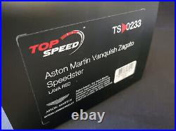 Top Speed ASTON MARTIN VANQUISH ZAGATO SPEEDSTER Lava Red 118 Model TS0233 New